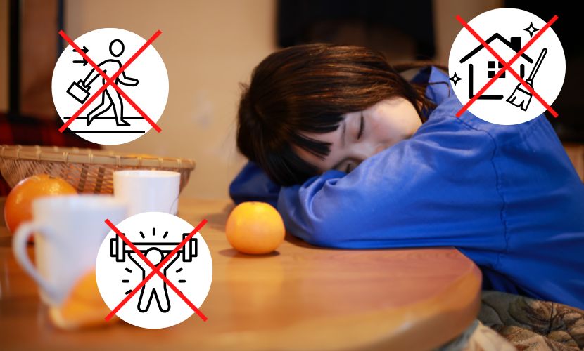 寒くて動きたくない女性