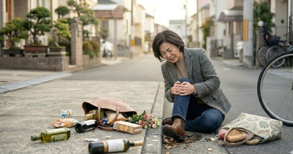 自転車でこける女性 骨 骨粗しょう症